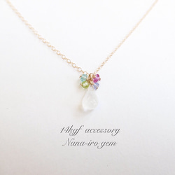 14kgf  rainbowmoonstone × 4stones necklace 1枚目の画像
