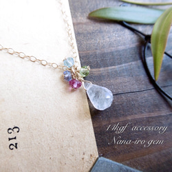 14kgf  rainbowmoonstone × 4stones necklace 5枚目の画像