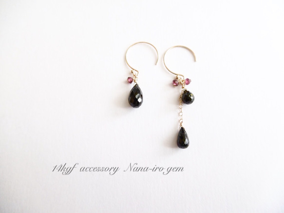 ＊再販＊14kgf blackspinel × mozambiquegarnet 2枚目の画像