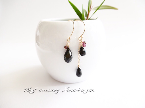 ＊再販＊14kgf blackspinel × mozambiquegarnet 4枚目の画像