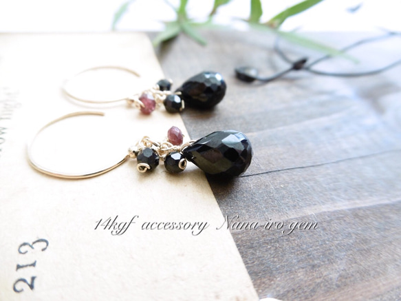 14kgf  blackspinel × mozambiquegarnet pierce 1枚目の画像