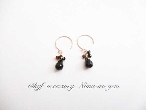 14kgf  blackspinel × mozambiquegarnet pierce 4枚目の画像