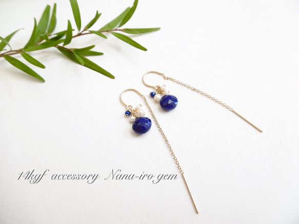 ＊再販＊14kgf  lapis × pearl american pierce 3枚目の画像