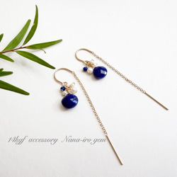 ＊再販＊14kgf  lapis × pearl american pierce 5枚目の画像