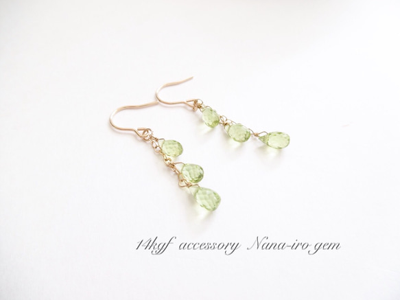 ＊再販＊14kgf  peridot pierce 3枚目の画像