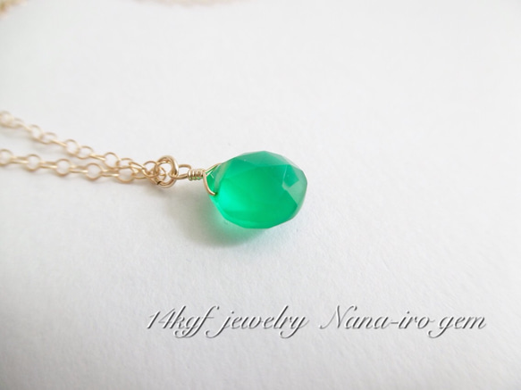 14kgf  Green onyx necklace 2枚目の画像