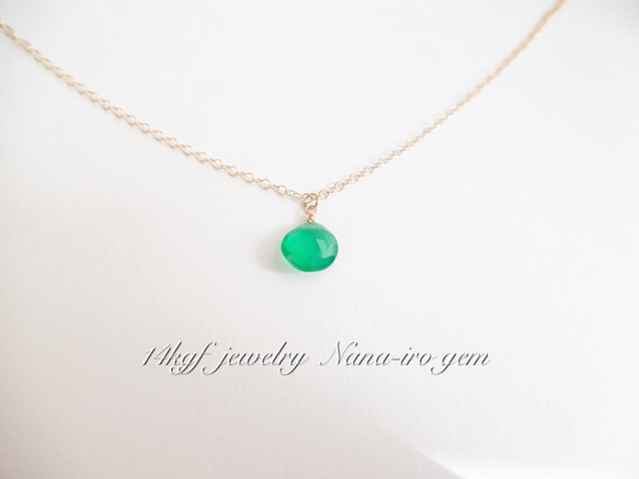 14kgf  Green onyx necklace 3枚目の画像