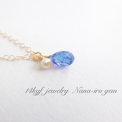 ＊残り1点＊14kgf tanzanite × pearl necklace 1枚目の画像