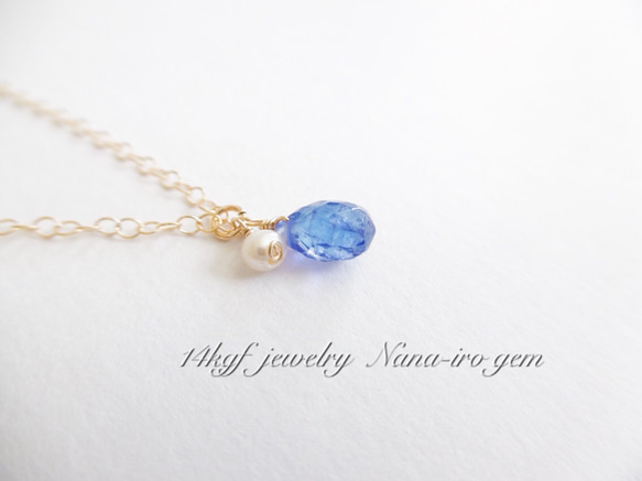 ＊残り1点＊14kgf tanzanite × pearl necklace 1枚目の画像