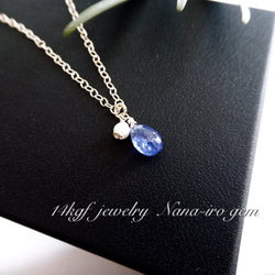 ＊残り1点＊14kgf tanzanite × pearl necklace 4枚目の画像