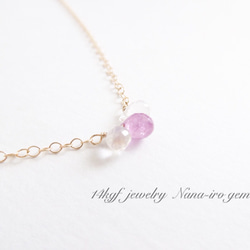 ＊再販＊14kgf   pink sapphire × rainbow moon stone 2枚目の画像