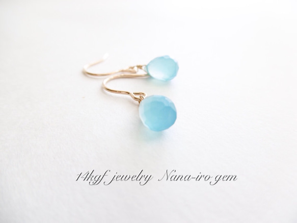 14kgf blue chalcedony pierce 1枚目の画像