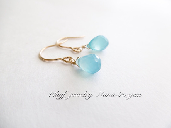 14kgf blue chalcedony pierce 2枚目の画像