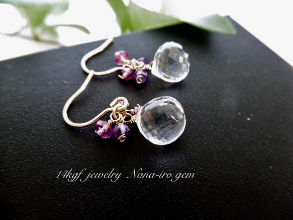 ＊再販＊14kgf  crystal × purple pink pierce 2枚目の画像