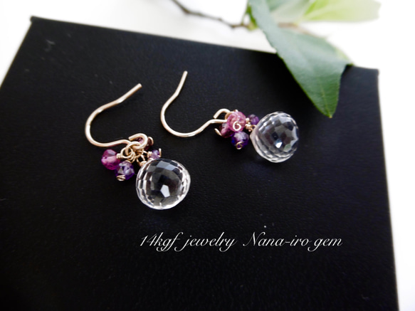 ＊再販＊14kgf  crystal × purple pink pierce 4枚目の画像