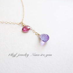 ＊再販＊14kgf pinktourmaline × amethyst necklace 3枚目の画像