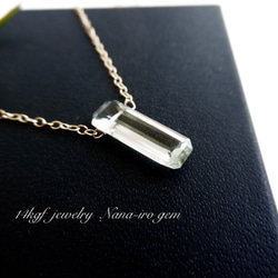 14kgf square green amethyst necklace 1枚目の画像