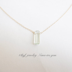 14kgf square green amethyst necklace 2枚目の画像