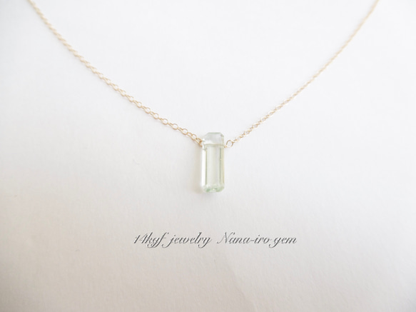 14kgf square green amethyst necklace 2枚目の画像