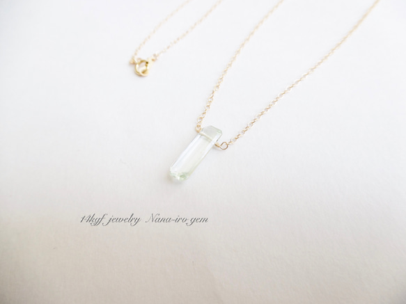 14kgf square green amethyst necklace 4枚目の画像