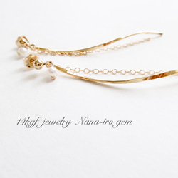 ＊再販＊14kgf  gold wave × pearl  pierce 4枚目の画像