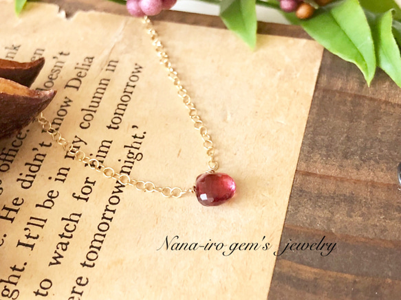 ＊再販＊14kgf mozambiquegarnet necklace 1枚目の画像