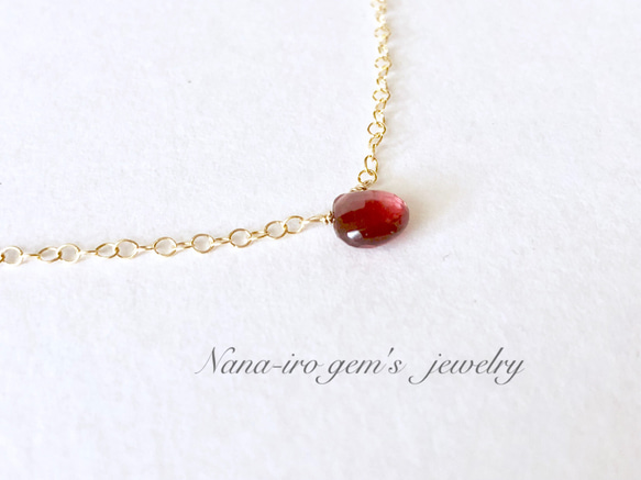 ＊再販＊14kgf mozambiquegarnet necklace 3枚目の画像