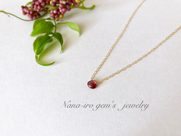 ＊再販＊14kgf mozambiquegarnet necklace 4枚目の画像