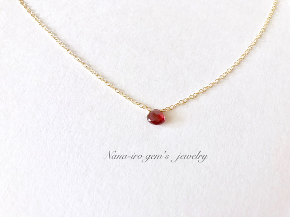 ＊再販＊14kgf mozambiquegarnet necklace 5枚目の画像