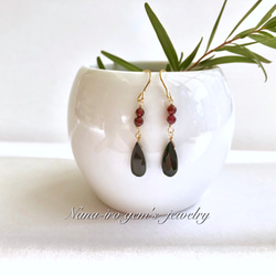 ＊再販＊14kgf blackspinel × garnet pierce 1枚目の画像