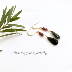 ＊再販＊14kgf blackspinel × garnet pierce 3枚目の画像