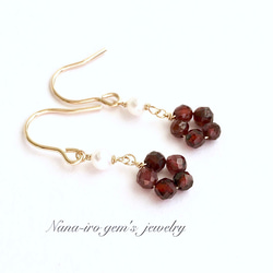 14kgf flower garnet pierce 5枚目の画像