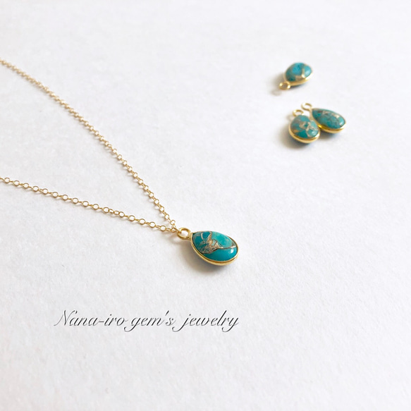 ＊1点のみ＊14kgf blue copper turquoise  necklace 5枚目の画像