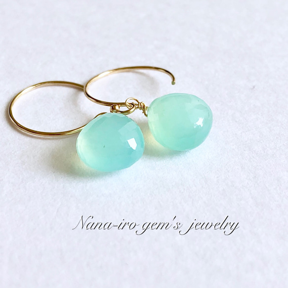 14kgf sea blue chalcedony pierce 2枚目の画像