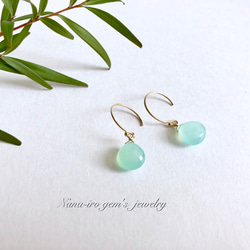 14kgf sea blue chalcedony pierce 3枚目の画像