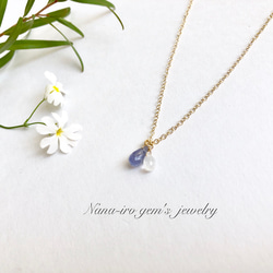 14kgf tanzanite × rainbow moonstone necklace 2枚目の画像