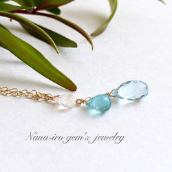 ＊再販＊14kgf bluetopaz × apatite necklace 3枚目の画像