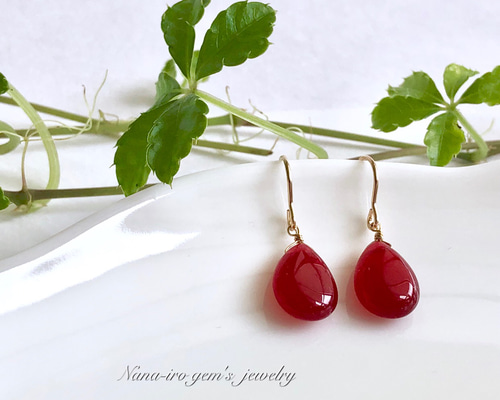 14kgf redJade pierce ピアス（フック・チェーン） Nana-iro gem 通販