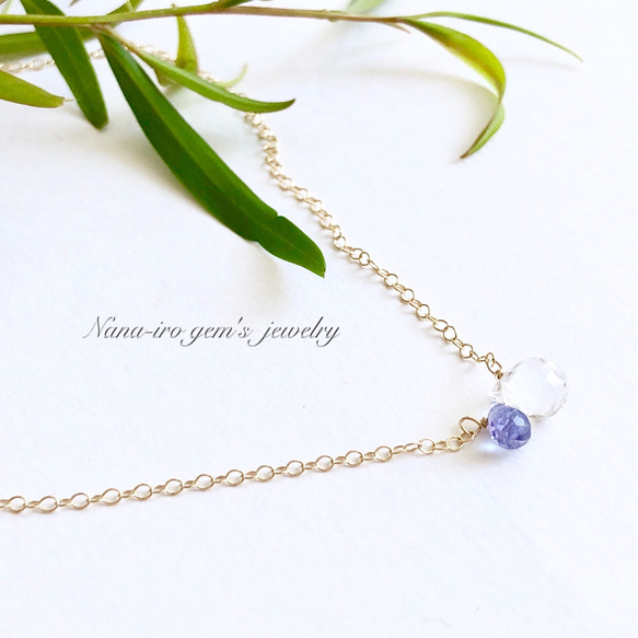 14kgf crystal × tanzanite necklace 3枚目の画像