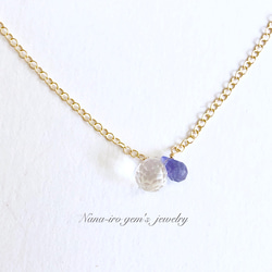 14kgf crystal × tanzanite necklace 4枚目の画像