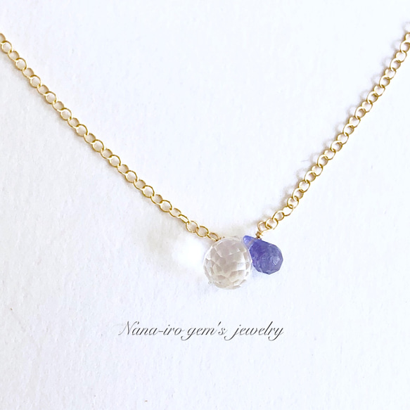 14kgf crystal × tanzanite necklace 4枚目の画像