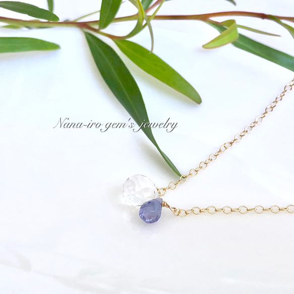 14kgf crystal × tanzanite necklace 6枚目の画像