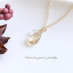 ＊1点もの＊14kgf  champagnequartz × moonstone necklace 2枚目の画像