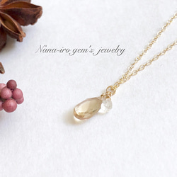 ＊1点もの＊14kgf  champagnequartz × moonstone necklace 4枚目の画像