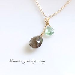 14kgf sillimanite × greenkyanite necklace 2枚目の画像