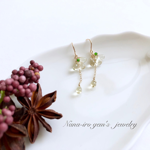 14kgf  lemonquartz × chrome diopside pierce 7枚目の画像