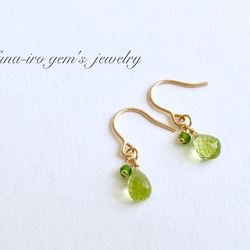 ＊再販＊14kgf peridot × chrome diopside pierce 1枚目の画像