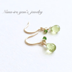 ＊再販＊14kgf peridot × chrome diopside pierce 2枚目の画像