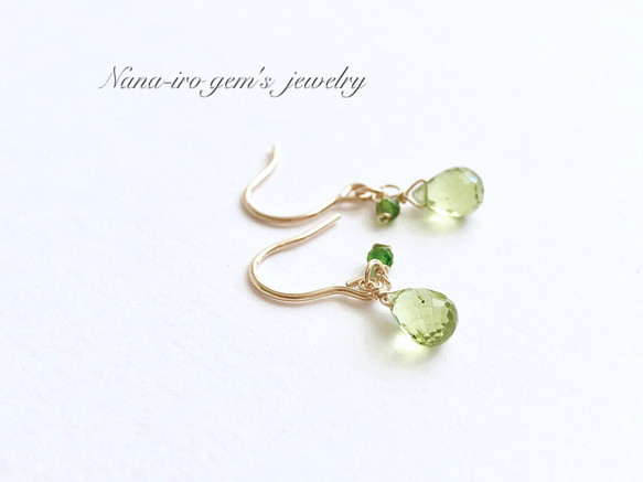 ＊再販＊14kgf peridot × chrome diopside pierce 2枚目の画像