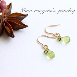 ＊再販＊14kgf peridot × chrome diopside pierce 5枚目の画像